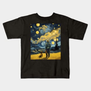 Starry Night Dachshund  Dog , Van Gogh Dachshund Art Kids T-Shirt